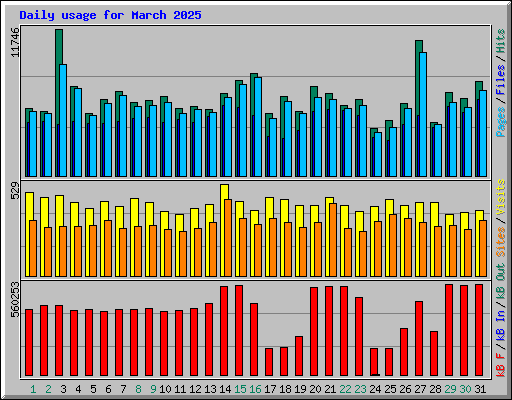 Daily usage for March 2025